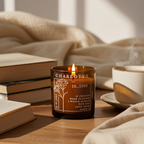 Personalised Birth Flower Candle in Amber Glass Jar | Handmade | A personal gift