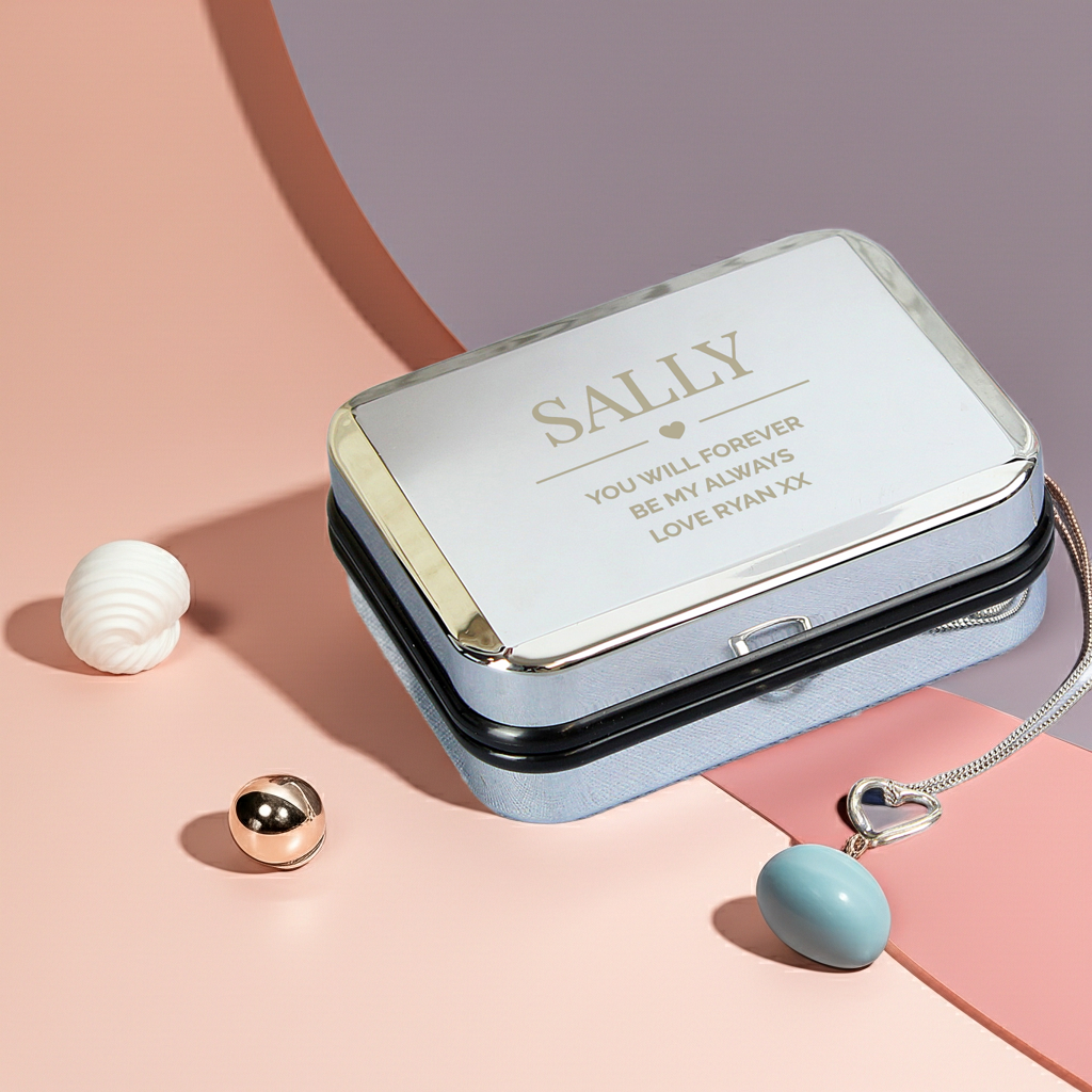 Personalised Sterling Silver Heart Necklace | Engraved Chrome Gift Box