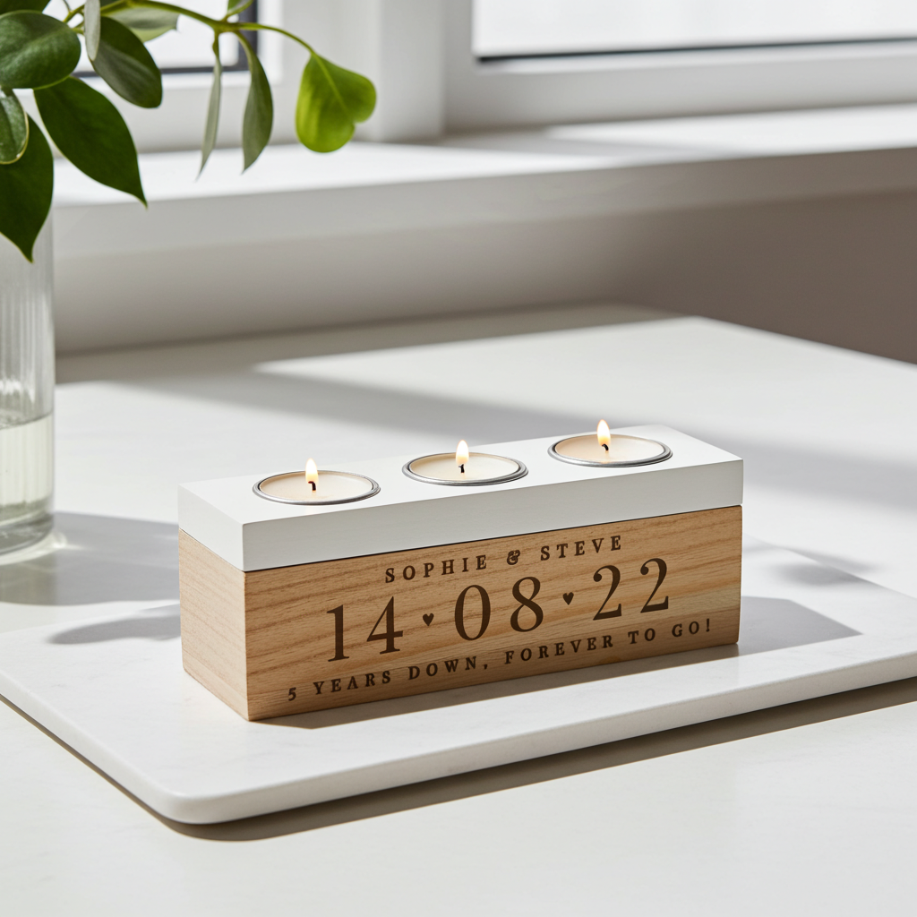 Personalised Triple Tealight Holder | A Beautiful Way to Commemorate a Special Date - Artfully Curated Creations and identify whats in the image
