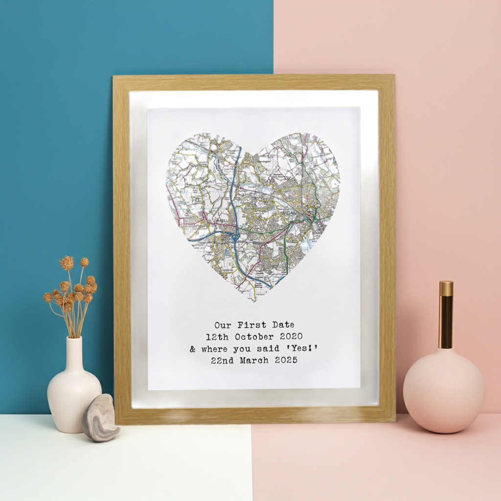 Personalised Present Day Map Framed Print | A Meaningful Gift for Any Occasion