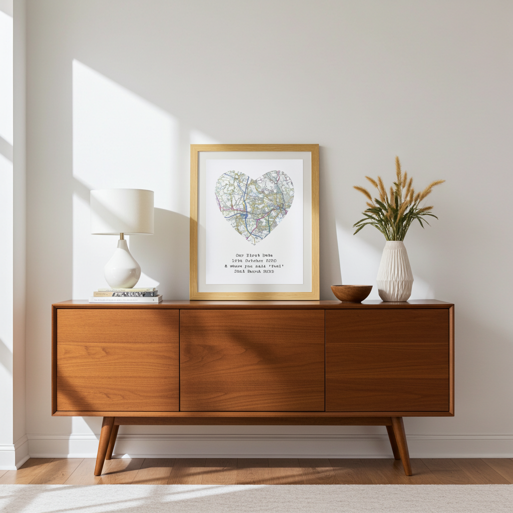 Personalised Present Day Map Framed Print | A Meaningful Gift for Any Occasion