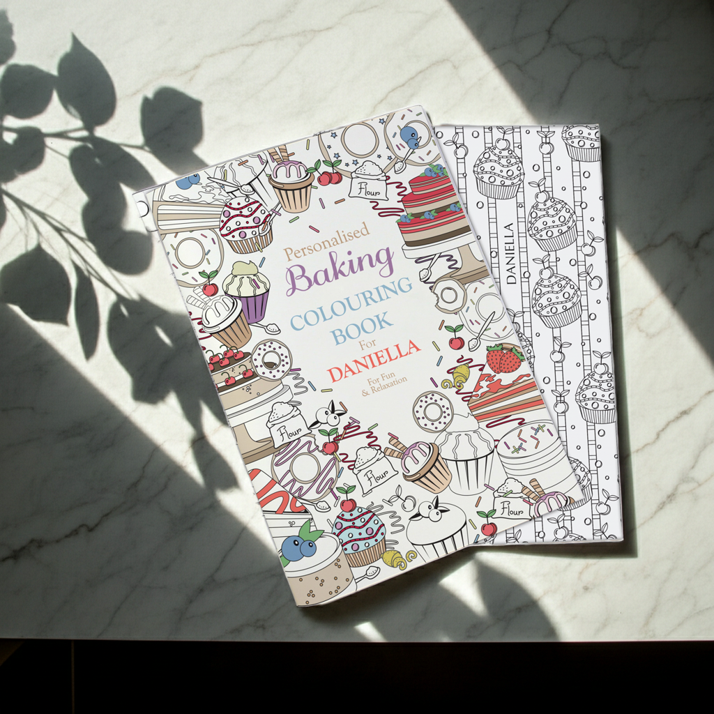 Personalised Baking Zen Colouring Book | Relaxing Mindful Meditation Gift for Adults | Fun Creative Gift for Baking Enthusiasts & Cake Lovers - Artfully Curated Creations and identify whats in the image