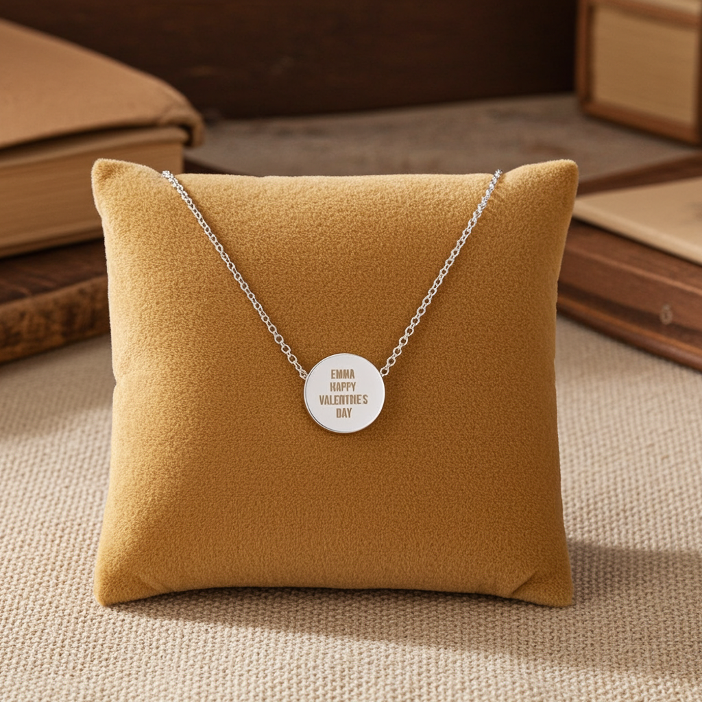 Personalised Silver Tone Necklace | Engraved Pendant & Keepsake Sentiment Card Gift Box - Artfully Curated Creations and identify whats in the image