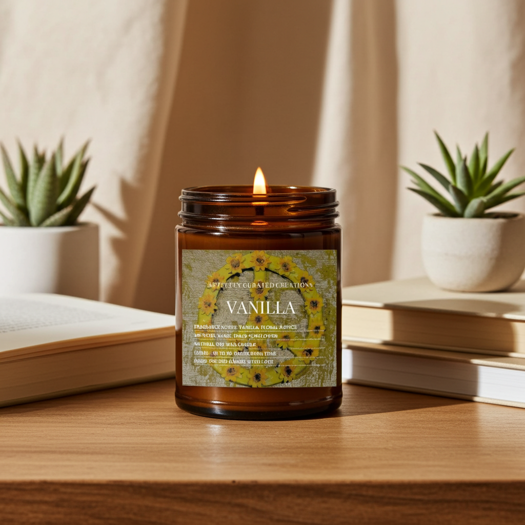 Art Candle Original Clay Artwork Scented Soy Wax in Amber Jar, Handmade Gift, Wedding Favor, Unique Home Décor Candle, Luxury Party Bag Gift - Artfully Curated Creations and identify whats in the image