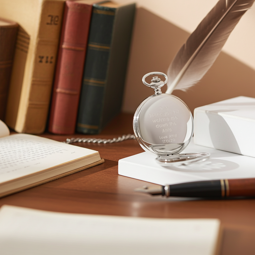 Personalised Handcrafted Dual Opening Pocket Watch | Modern Font Engraving | A Personal Gift