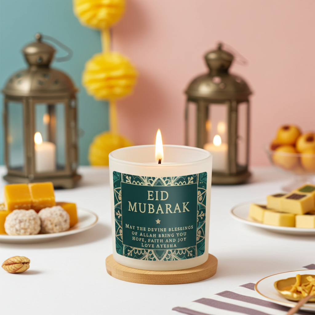 Personalised Vanilla Jar Candle | Ramadan & Eid Gift - Artfully Curated Creations and identify whats in the image