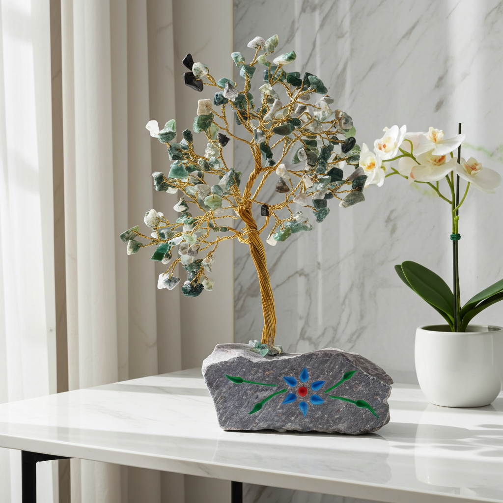 Moss Agate Indian Gemstone Tree