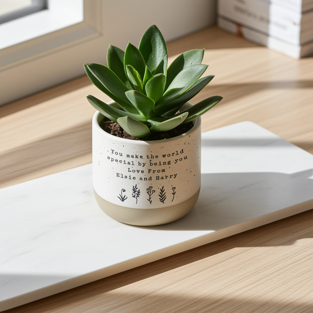 Personalised Floral Flecked Ceramic Plant Pot | A Beautiful Gift for Any Occasion