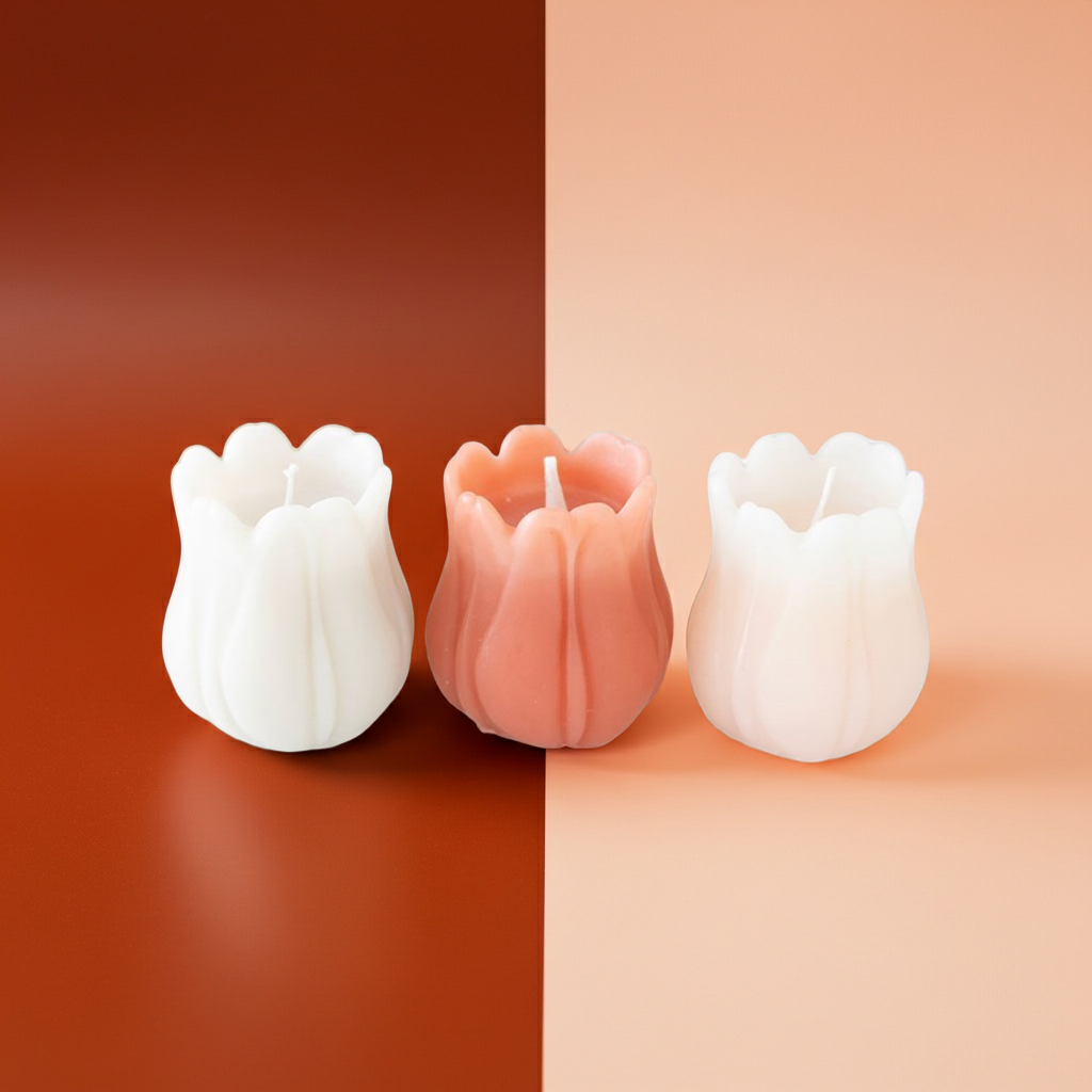 Tulip‑Shaped Candle Set | 3 Unscented Spring Candles | Floral Home Décor | 5‑Hour Burn | Easter & Spring Table Styling