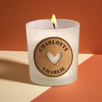 Personalised Heart Vanilla Scented Jar Candle | Custom Cork Label Gift