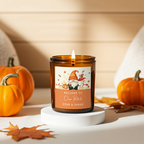 Personalised Amber Glass Vanilla Candle Jar | Custom Autumn & Halloween Gift