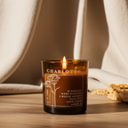 Personalised Birth Flower Candle in Amber Glass Jar | Handmade | A personal gift