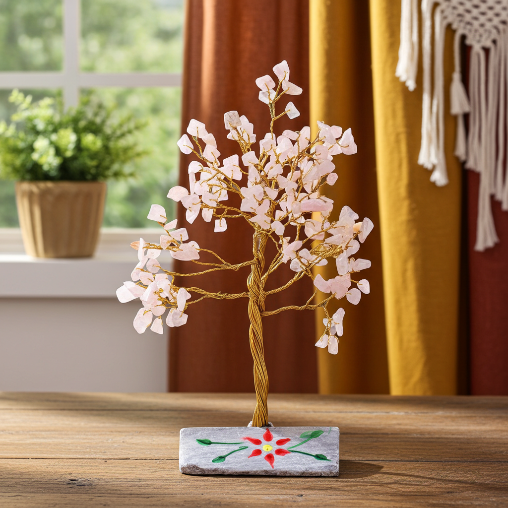 Rose Quartz Indian Gemstone Tree