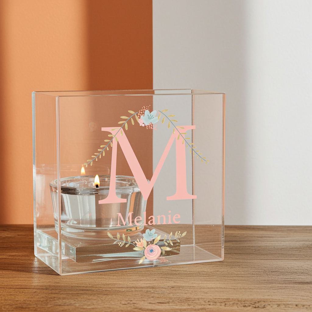 Personalised ‘Floral Bouquet’ Reflective Glass Tea Light Holder | A Stylish Gift for Her