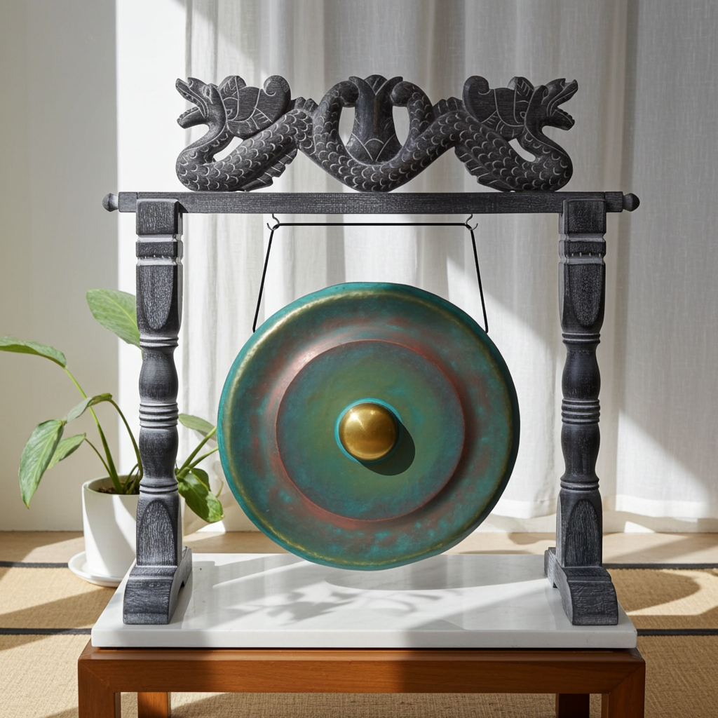 Antique Style Greenwashed Gong - Artfully Curated Creations and identify whats in the image