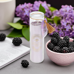 Blackberry Amethyst Crystal Candle Gift Housewarming Gift 50-Hour Scented Tube Candle for Manifestation & Meditation Self Care with Crystals