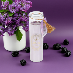 Blackberry Amethyst Crystal Candle Gift Housewarming Gift 50-Hour Scented Tube Candle for Manifestation & Meditation Self Care with Crystals