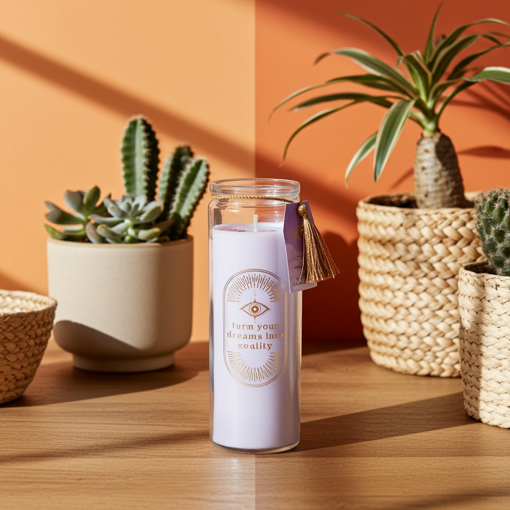 Blackberry Amethyst Crystal Candle Gift Housewarming Gift 50-Hour Scented Tube Candle for Manifestation & Meditation Self Care with Crystals