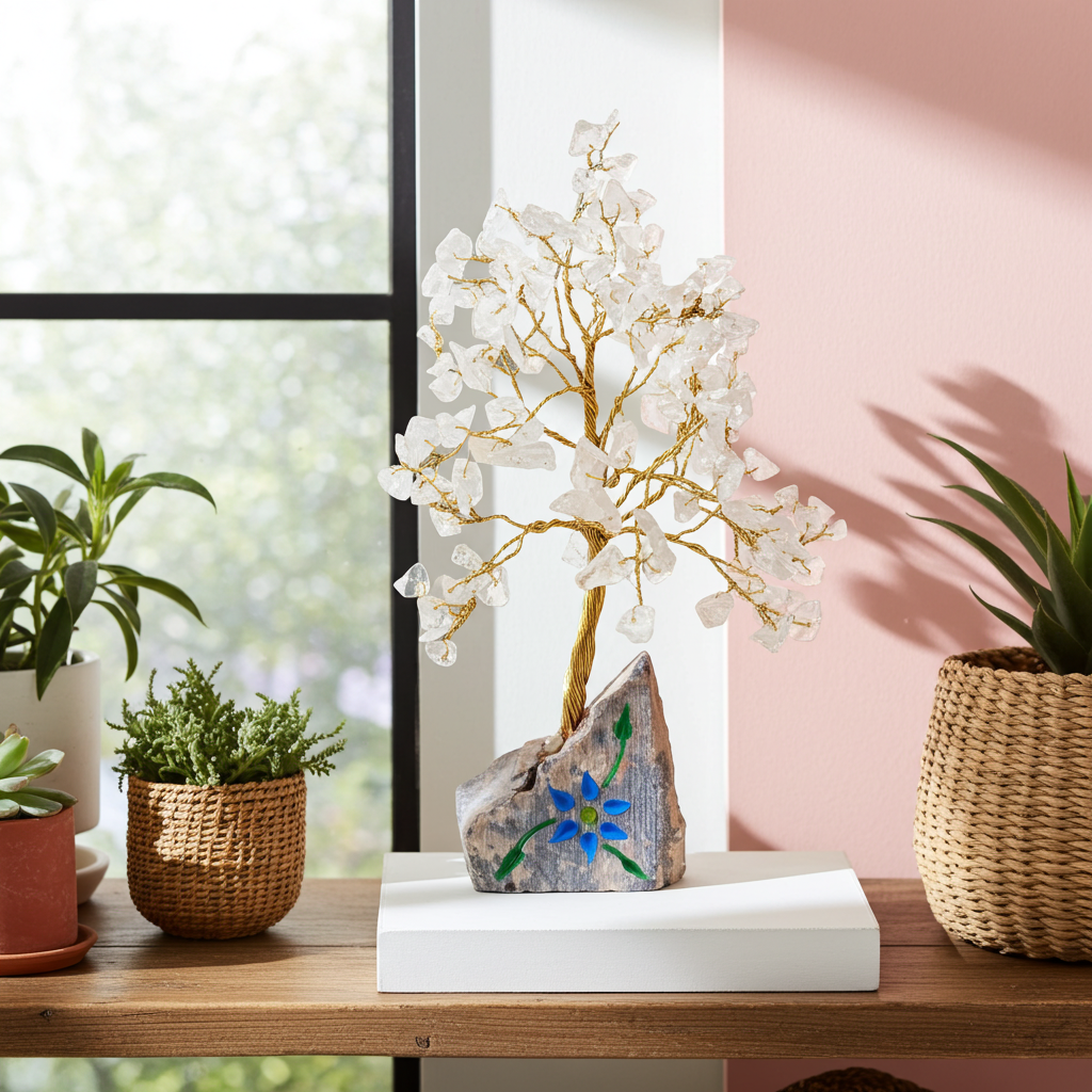 Rock Crystal Indian Gemstone Tree - Artfully Curated Creations and identify whats in the image