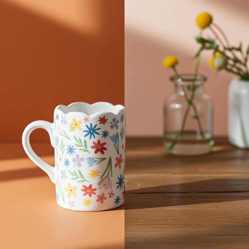 Spring Floral Print Scalloped Mug | Bright And Whimsical