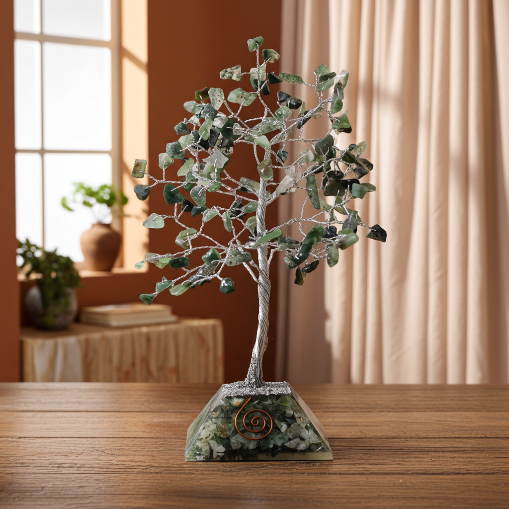 Moss Agate Gemstone Tree With Organite Base