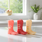 Howdy Cowboy Set of 3 Cowboy Boot Candles Pink Western Decor Unscented Paraffin Wax Novelty Candles with Fun Sayings, Drip-Style