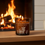 Highland Cow Personalised Amber Glass Vanilla Candle Jar | Custom Message Gift for Any Occasion