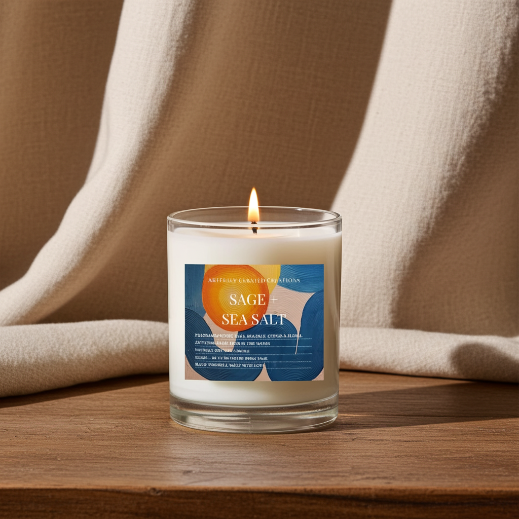 Art Candle Original Clay Artwork Scented Soy Wax in clear glass, Handmade Gift, Wedding Favour, Elegant Home Décor Candle, Luxury Party Bag