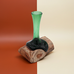 Molton Recycled Beer Bottle Glass Flower Vase On Wooden Stand