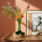 Molton Recycled Beer Bottle Glass Flower Vase On Wooden Stand