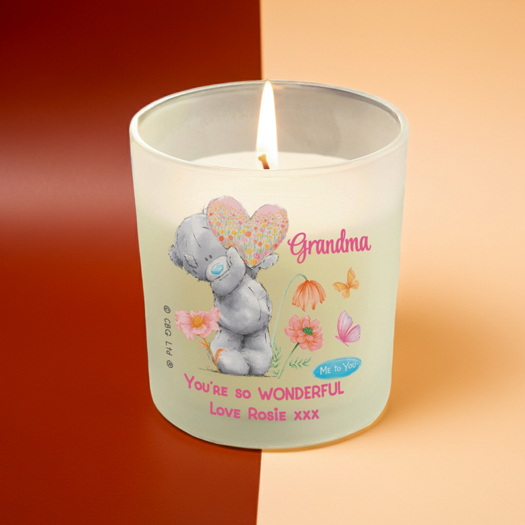 Personalised Me to You Candle Jar | Tatty Teddy Floral Design - Artfully Curated Creations and identify whats in the image
