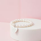 Personalised White Freshwater Pearl Bracelet | Engraved Message Gift Box