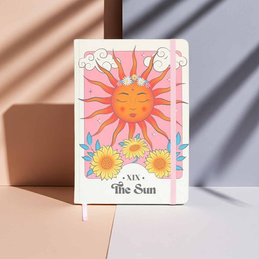 The Sun Celestial A5 Notebook - Artfully Curated Creations and identify whats in the image