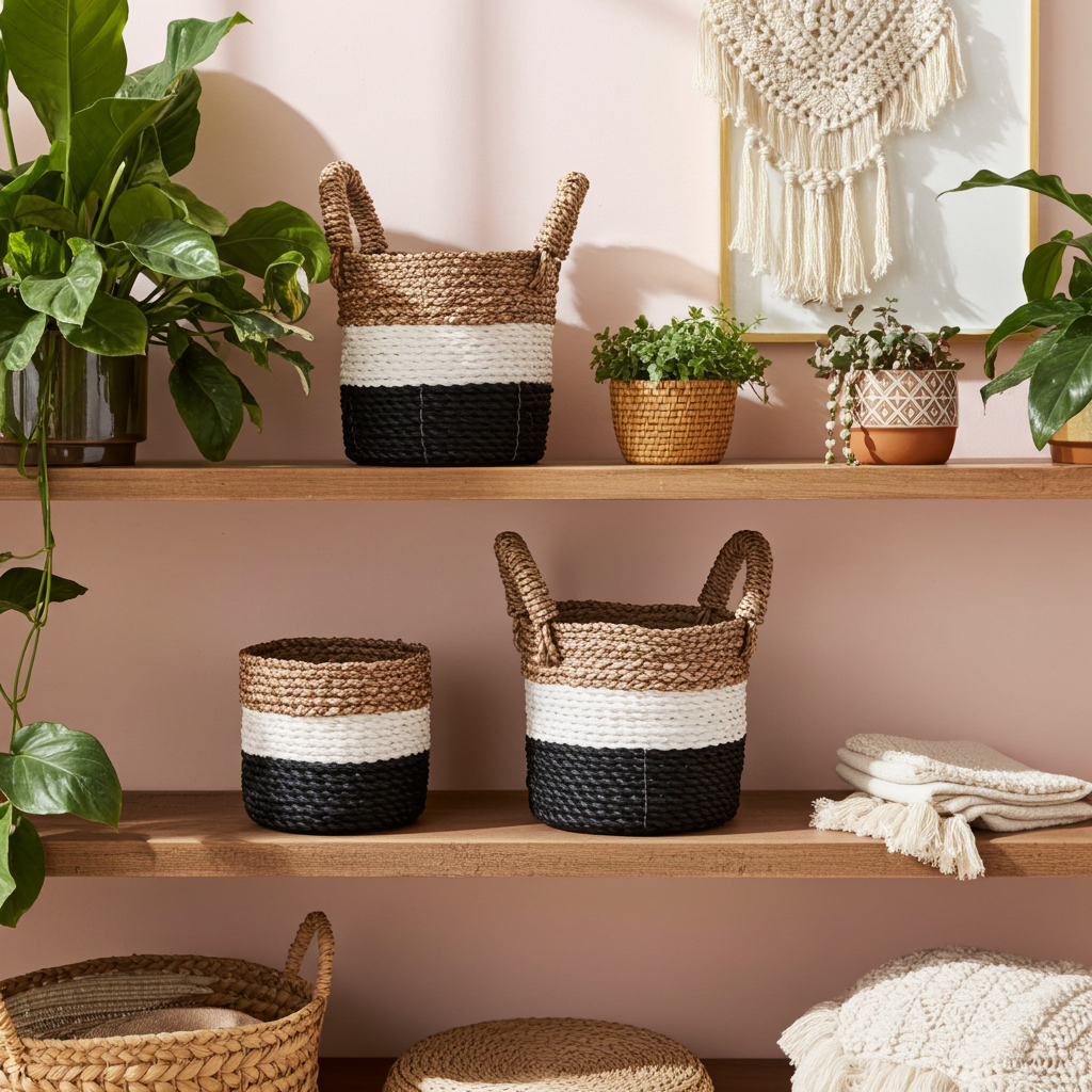 Seagrass Set Of 3 Baskets - Artfully Curated Creations and identify whats in the image