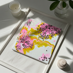 “Blush & Bloom” | Pink Gold & Pearl Resin Art with Rhodonite Gemstones | Imperfectly Perfect Handmade Wooden Canvas