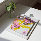 “Blush & Bloom” | Pink Gold & Pearl Resin Art with Rhodonite Gemstones | Imperfectly Perfect Handmade Wooden Canvas