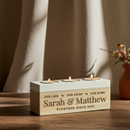 Personalised Wooden Triple Tealight Holder | A Heartfelt Keepsake for Any Home