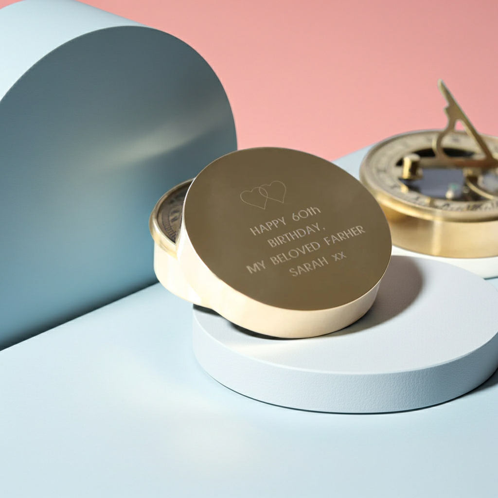 Personalised Handcrafted Nautical Sundial Compass | Modern Font Engraving | A Personal Gift