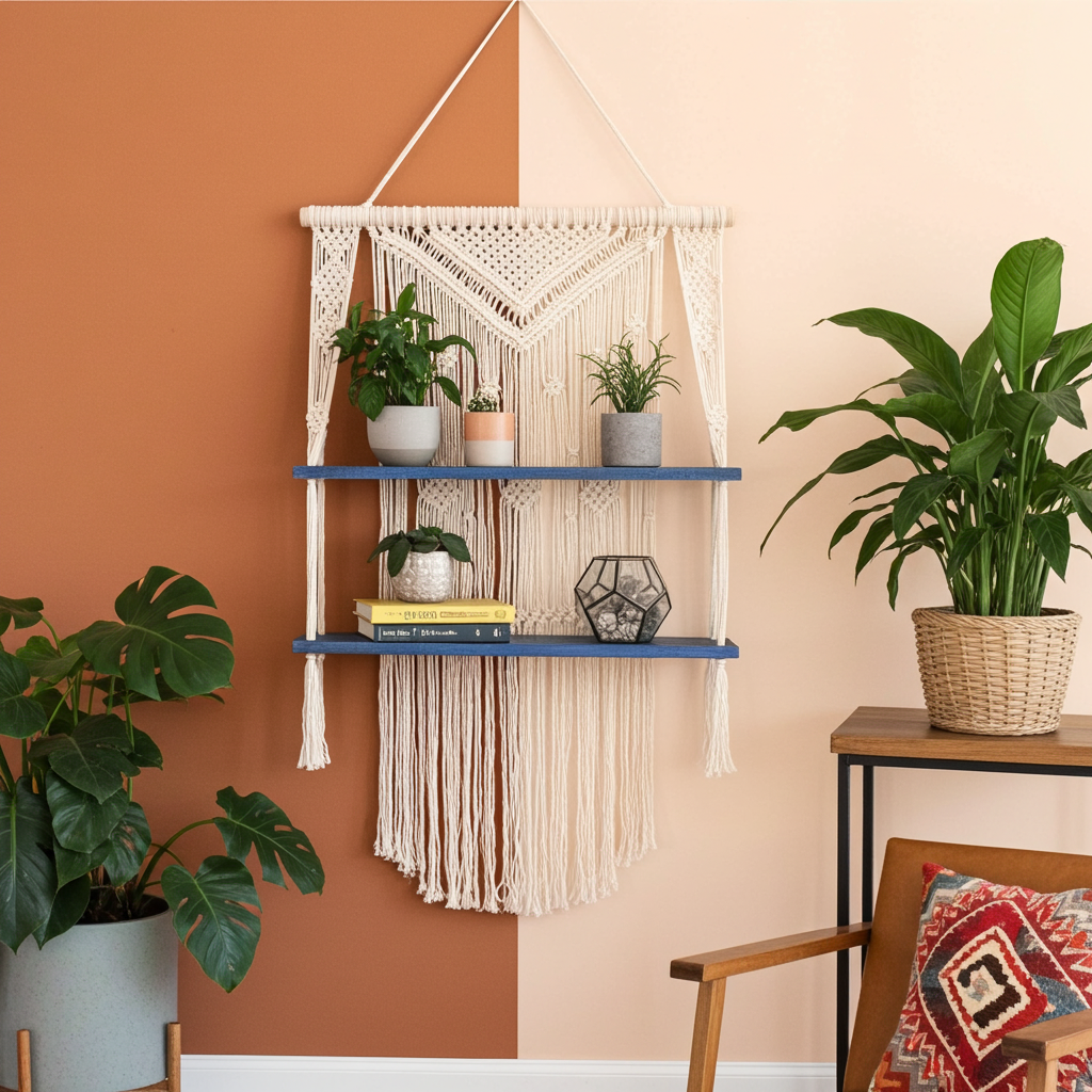 Macrame Double Hanging Shelf | Multiple Colours Available