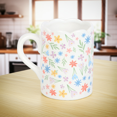 Spring Floral Print Scalloped Mug | Bright And Whimsical