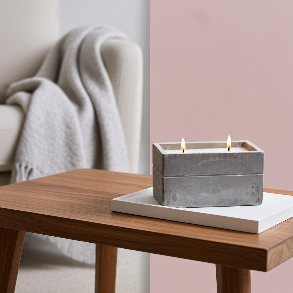 Concrete Wooden Wick Candle - Spiced South Sea Lime