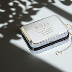 Personalised Sterling Silver Heart Necklace | Engraved Chrome Gift Box