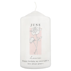 Personalised Birth Flower Pillar Candle | Handmade | A personal gift