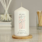 Personalised Birth Flower Pillar Candle | Handmade | A personal gift