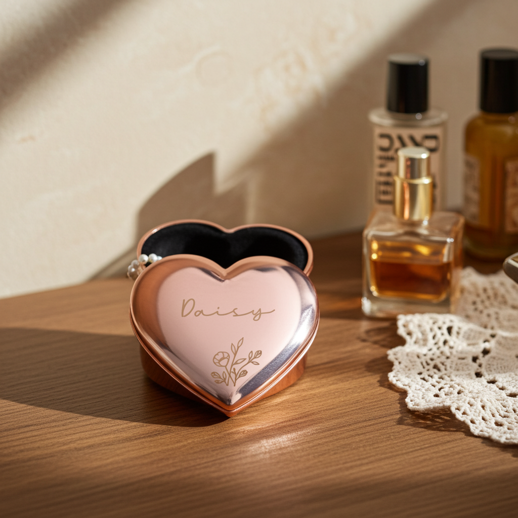 Personalised Rose Gold Heart Trinket Box | A Beautiful Keepsake for Someone Special - Artfully Curated Creations 