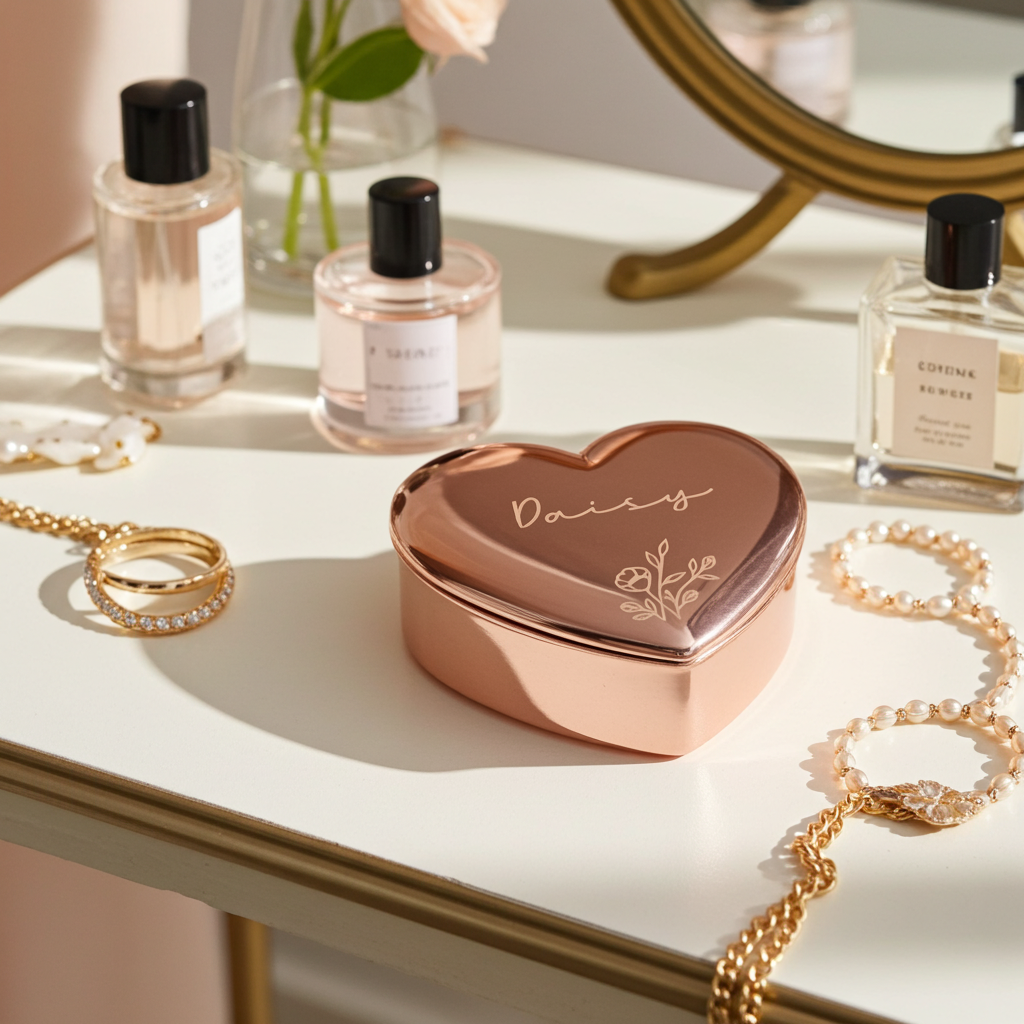 Personalised Rose Gold Heart Trinket Box | A Beautiful Keepsake for Someone Special - Artfully Curated Creations 