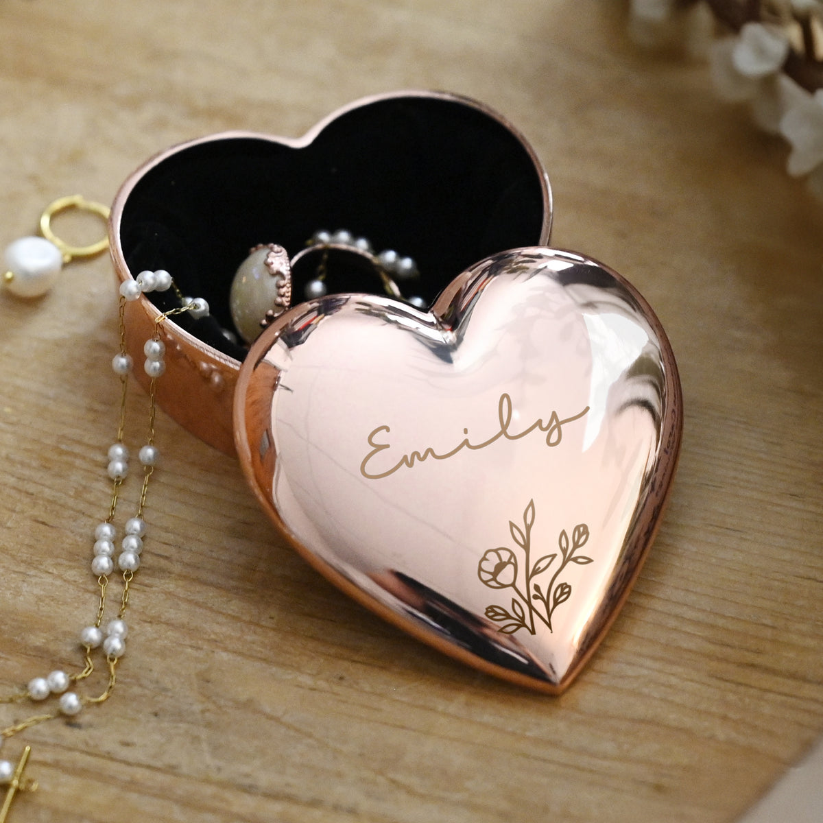 Personalised Rose Gold Heart Trinket Box | A Beautiful Keepsake for Someone Special - Artfully Curated Creations 