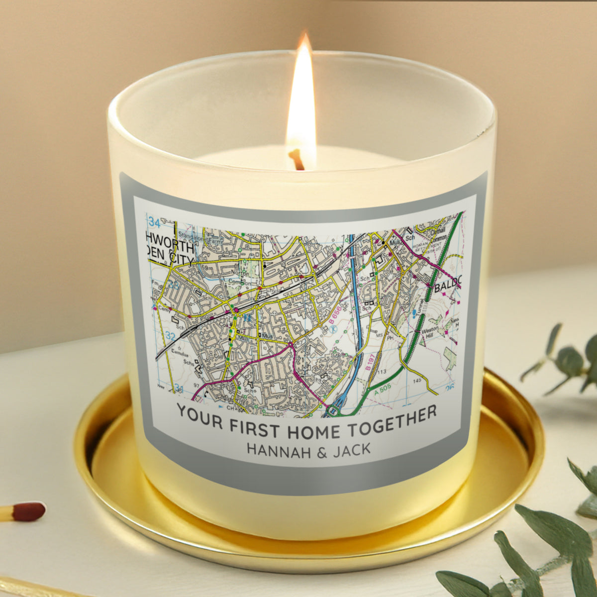 Personalised Present Day Map Vanilla Jar Candle | A Unique Gift for Any Home - Artfully Curated Creations 