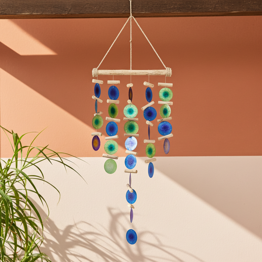 Green & Purple Driftwood Wind Chimes