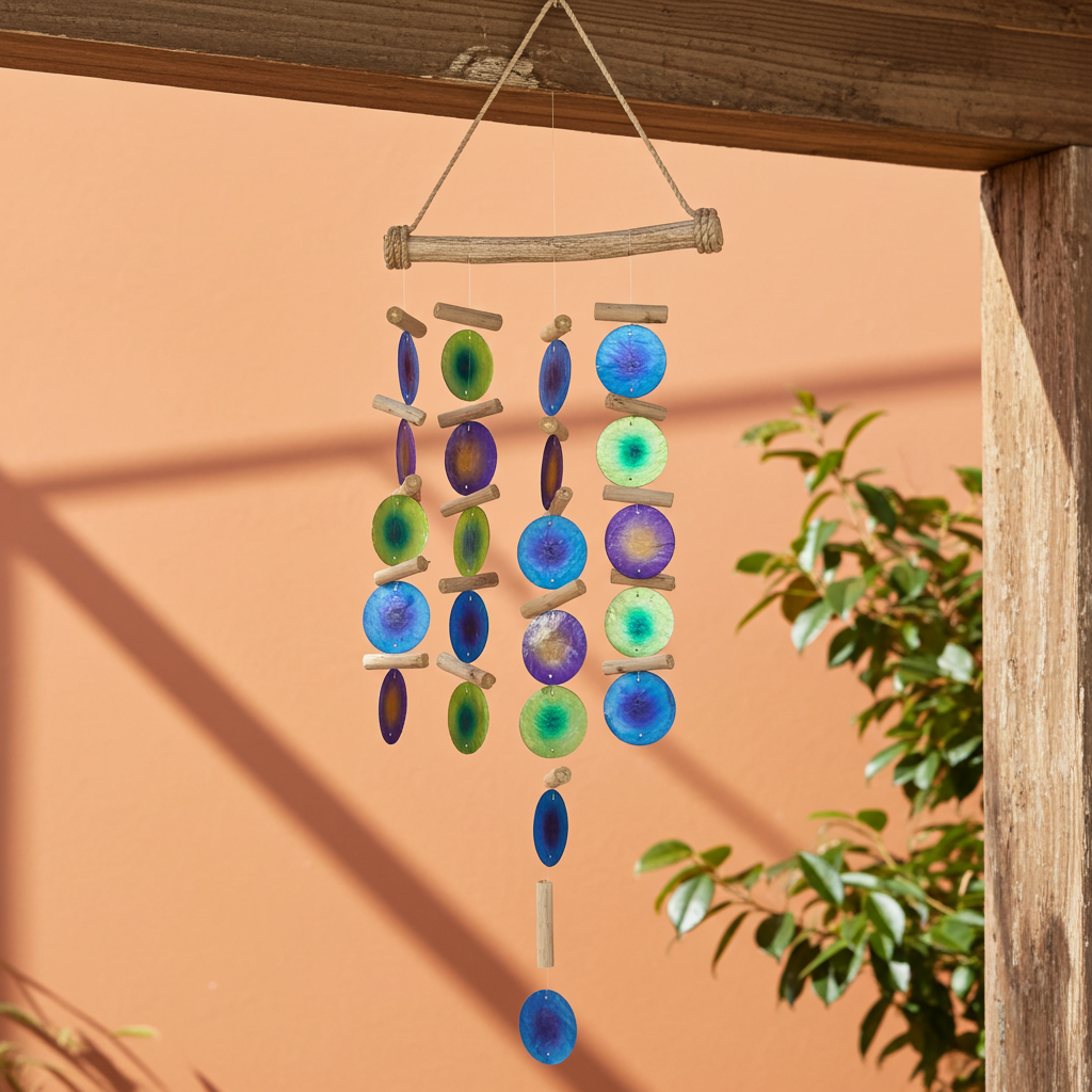 Green & Purple Driftwood Wind Chimes